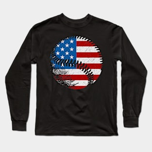 American Flag Baseball Team Patriotic USA 4th of July Long Sleeve T-Shirt